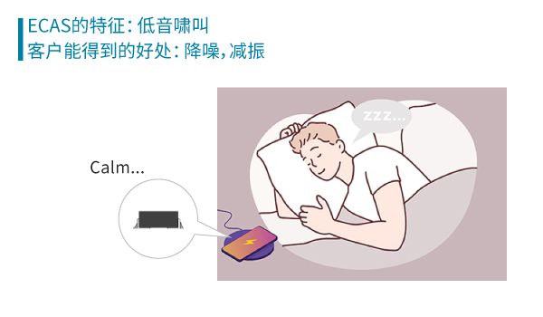ECAS的特征:低音啸叫。客户能得到的好处:降噪，减振